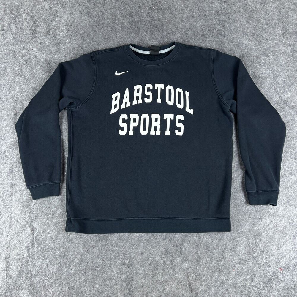 Nike Sweatshirt Mens Large Black Barstool Sports Swoosh Pullover Long Sleeve